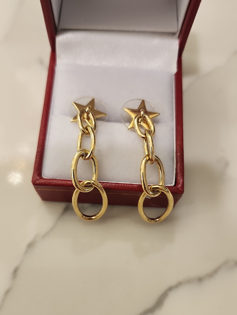 New Gold Celestial Star drop cable earrings - Elegant Women’s Jewelry